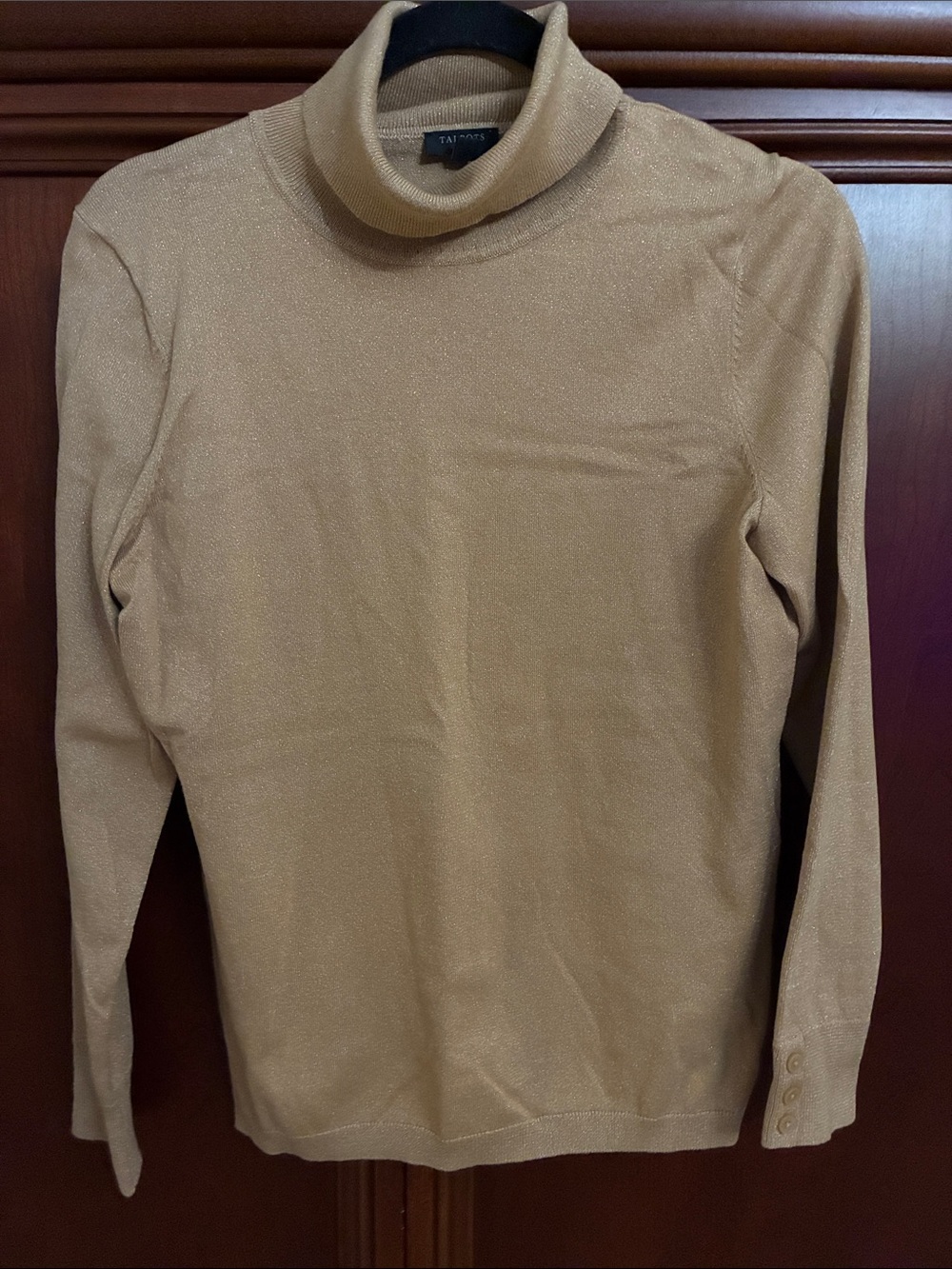 Talbots womens Gold Metallic Turtleneck Sweater